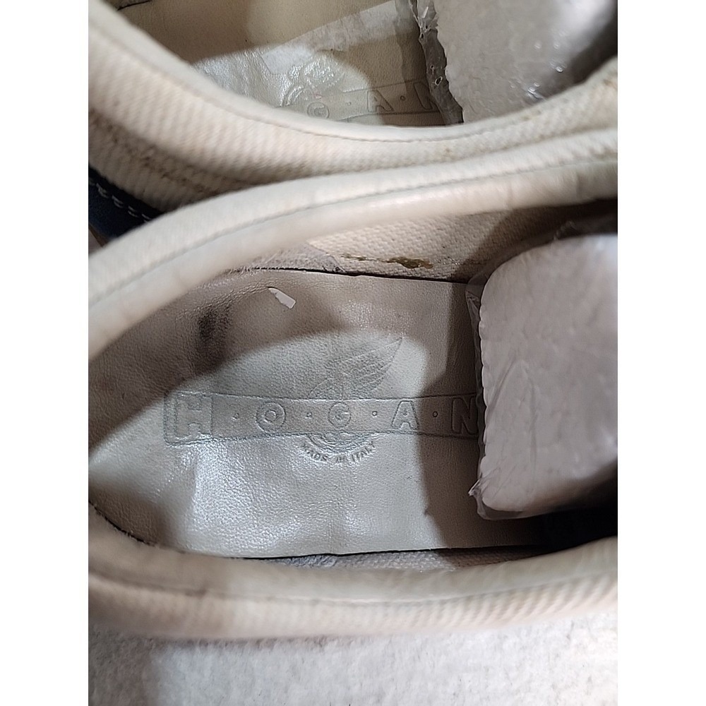 Hogan Ema Sneakers Women 7.5 Canvas Leather Luxury Italian Designer Classic - Picture 4 of 11
